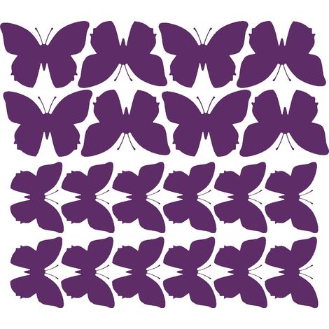 Pegatinas de pared de mariposas grandes, 20 unidades, color morado mate.