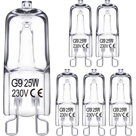 G9 Halogenlampe, 25 W, 230 V, G9 Halogenlampe, dimmbar, 2800 K Warmweiß, 330 lm, für Backofen, Ofen, Mikrowelle (6er-Pack) [Energieklasse G]