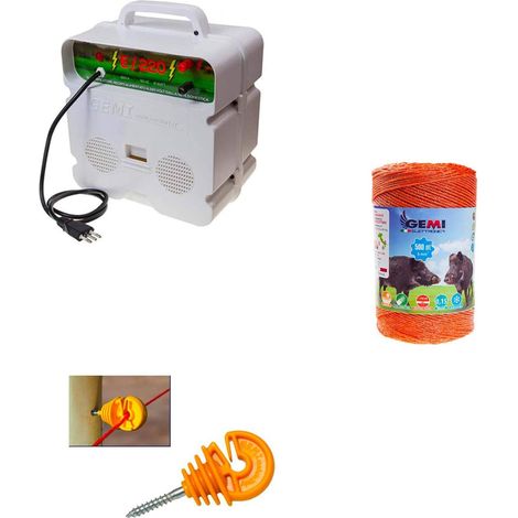 Kit de clôture électrique 1 x Électrificateur 220V + 1 x Fil 500 M 6 Mm² + 100 pcs isolateurs pour poteaux en bois - Clôture Électrique Pour Sangliers Vaches Chevaux Cerfs Porcs-épics (1/5)