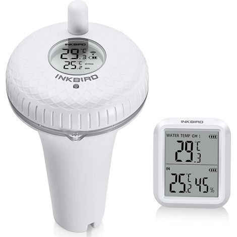 Thermomètre Piscine Flottant sans Fil Radio, Thermomètre de Température d'eau Lcd avec Récepteur Numérique Exterieur Interieur pour Aquarium,Spa,Étang à Poissons (1/5)