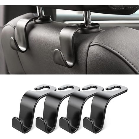 Kopfstützenhaken für die Rücksitze, 4er-Pack, stilvolle schwarze Rücksitzhaken, geeignet für Handtaschen, Kleidung, Mäntel und Einkaufstaschen fürs Auto, Autoinnenausstattung (schwarz 2).