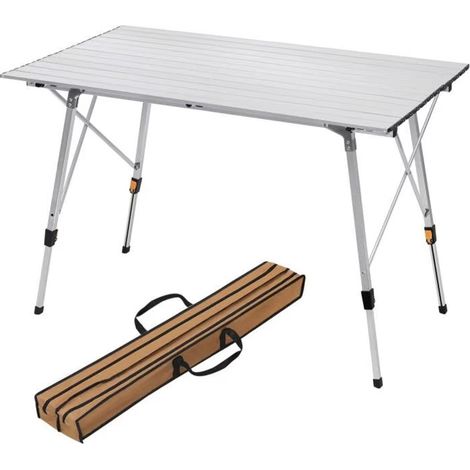 Aluminium Campingtisch klappbar mit Tragetasche – Höhenverstellbarer Outdoor Reise- & Gartentisch 120 x 68,5 cm für 4–6 Personen (1/5)