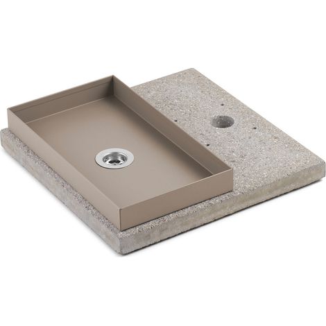 Base con Vaschetta per Fontane con Ghiera Grande 40x40x5 cm in Cemento Belfer 42/BSE/5 Tortora (1/3)