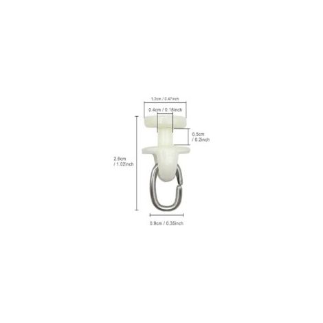 Rulli per binario per tende - 50 pezzi, gancio scorrevole per binario per tende da interno, puleggia in plastica per tende (bianco) - Crezuo