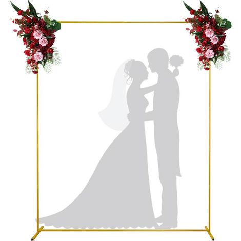 Arche de mariage carrée en métal doré – Support détachable 1,5 × 2 m pour décoration ballon et fleurs