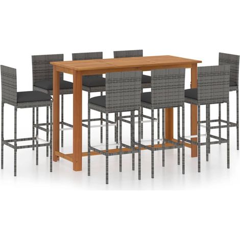 Maison Exclusive - Set da Bar da Giardino 9 pz con Cuscini Grigio