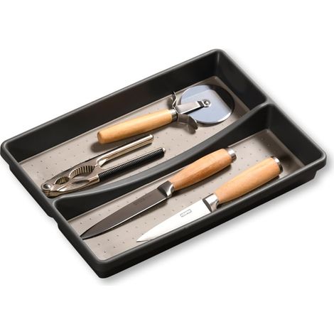 Range-couverts pour tiroir, matière : plastique (PP), dimensions : 32,5 x 23 x 4,5 cm, couleur : gris (1/3)