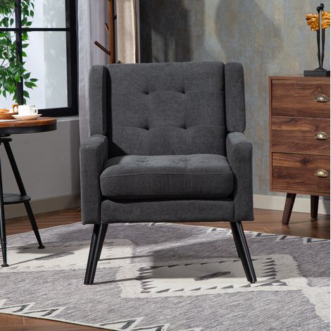Sessel Set 2-teilig gepolstert Dunkelgrau mit Holzbeinen OKMYHOME (1/5)