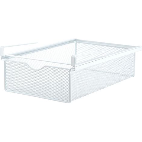 Youyijia Drawer Organiser Lower Hanging Drawer Box Metal Mesh Drawer Organiser No-Punch Iron Organiser Drawer Organiser Wardrobe Pull Out Organiser For Underwear Bras Socks Storage (White) (1/5)