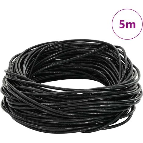 vidaXL Cordón de cuero 1 Negro Ø1,5 mm x 5 m Cuero (1/2)