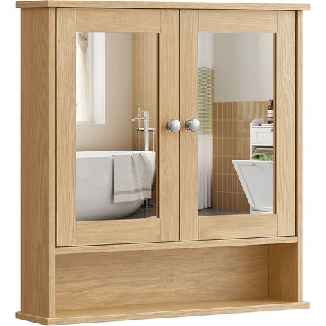 Armoire de toilettes murale salle de bains 13 x 56,5 x 58,5 cm avec portes et miroirs (1/4)