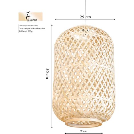 Abat-jour lanterne, suspension en bambou tressé, restaurant chinois, hébergement chez l'habitant, design artistique, abat-jour rétro et créatif en bambou et rotin tressés
