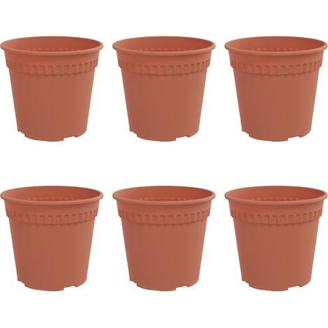 Vaso Rotondo per Fiori 6 pcs Rosso Mattone Ø 17 x 14 cm vidaXL