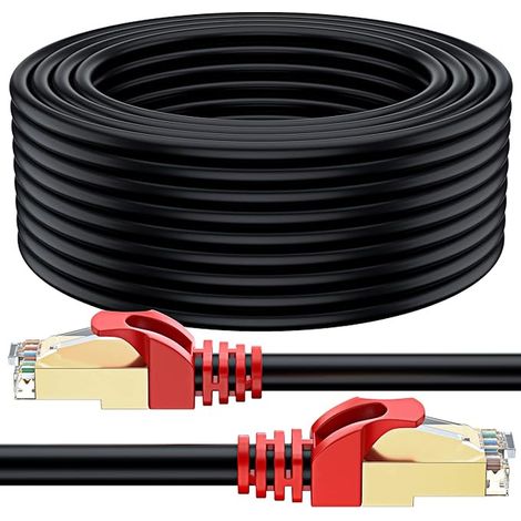 CAT7 Ethernet Network Cable RJ45 Outdoor Application Waterproof SSTP Black Clips (1/5)