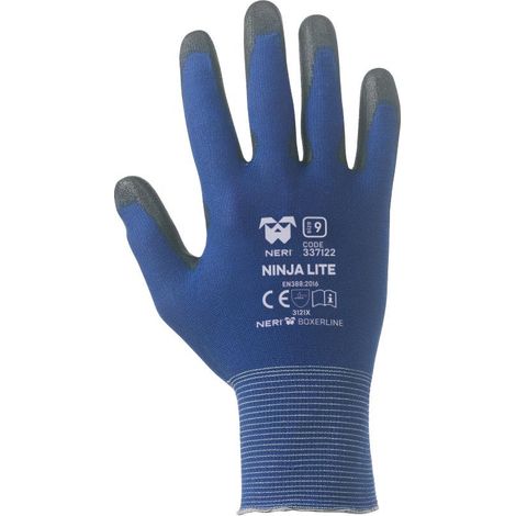 Guanti da lavoro "Ninja Lite" spalmati in poliuretano con polsino elastico e filo continuo -Large 9 (1/3)