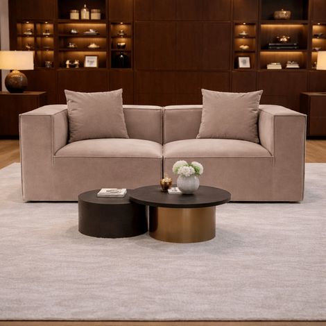 Modulares XXL-2-Sitzer-Sofa Sora 190 cm breit in Cappucino-Leinen (1/5)