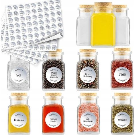 20 Gewürzgläser à 150 ml + 252 weiße Aufkleber (1/4)