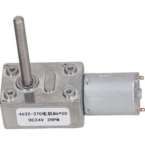 Moteur à réduction CC stable, silencieux, à faibles pertes, léger, à engrenage à vis sans fin, 24 V CC, 2 tr/min, filetage M6 x 50 mm (1/5)