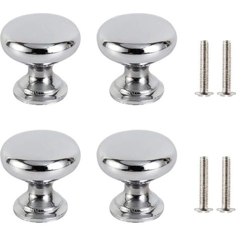 Stück Schubladentürgriffe, silberfarben, 30 mm, Möbelknopf, Tür, runde Schubladenknöpfe, Türknöpfe, Möbelgriffe für Schrank, Küche, Kinderzimmer, mit 4 Schrauben