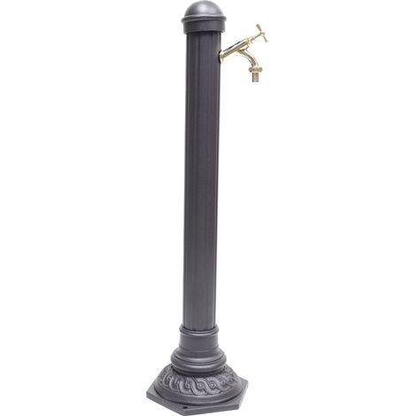 Fontana a colonna Pandora per casa giardino colore grigio ghisa con rubinetto in ottone a scelta : lucido