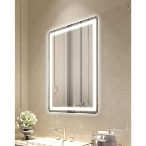 Miroir de Salle de Bain LED VEVOR 60x80 cm Double Éclairage Frontal et Rétroéclairé Antibuée 3 Couleurs Dimmable (1/5)
