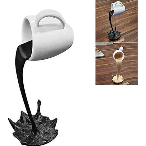 Tasse à café flottante sculpture résine original décor bureau maison, tasse magique effet coulage, ornement cadeau insolite (1/4)