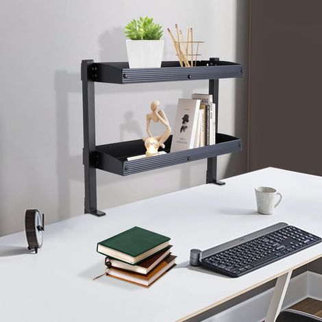 16-Zoll-Klemmregal, Multifunktions-Desktop-2-Ebene-Regaleinheit, Desktop-Erweiterungsmanager, modernes Desktop-Display-Regal für Desktop-Zubehör