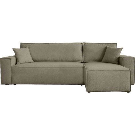 Divano angolare convertibile con funzione letto in tessuto bouclé grigio Karl L PREMIUM