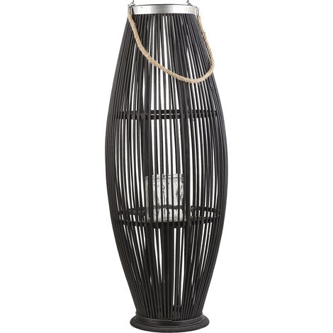 Laterne TAHITI Bambusholz 84 cm Schwarz