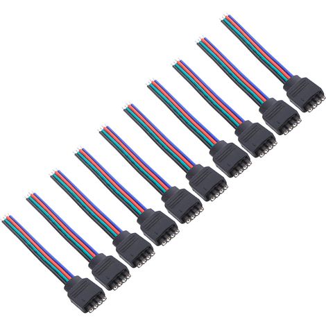 10 câbles de connexion à 4 broches (prise/fiche) pour bandes LED SMD 3528 5050 (1/5)