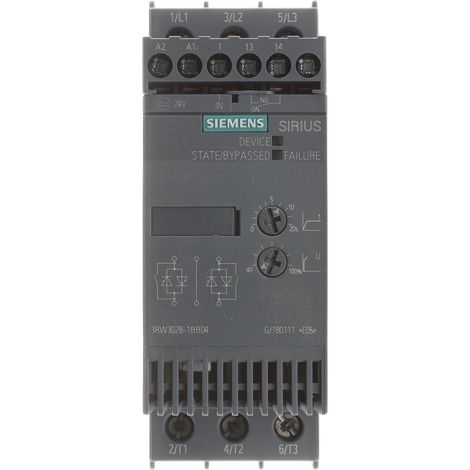 Démarreur progressif progressif, triphasé Siemens SIRIUS 3RW30, 18,5 kW 400 V c.a. 38 A ( Prix pour 1 )