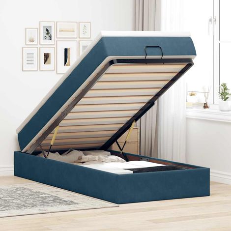 Ottoman-Bett mit Matratze Dunkelblau 90x190 cm Samt