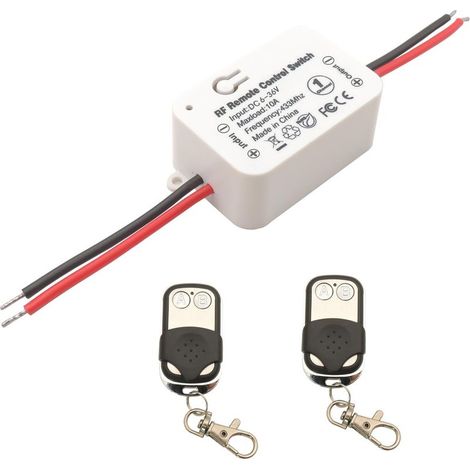 CYRILL – DC 12V 24V Interrupteur de télécommande sans fil 10A 1 canal 433Mhz RF Relais Récepteur avec 2 émetteurs Porte-clés, pour lumière/serrure électronique, facile à installer (1/5)