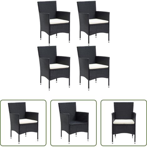 Poly Rattan -  Garten-Essstühle 4 Stk. Poly Rattan Schwarz (1/5)