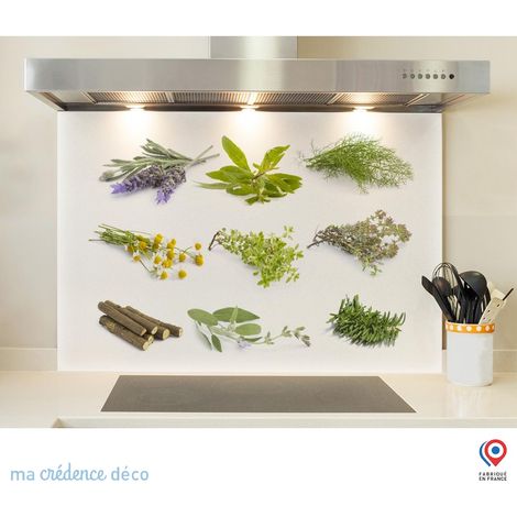 Fond de hotte : Herbier 5 - Verre trempé - 90 cm - 60 cm