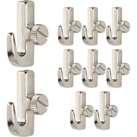 Mini Silver Picture Rail Hooks for Gallery Rails and Photo Rails Screw on Hooks for Art Hanging