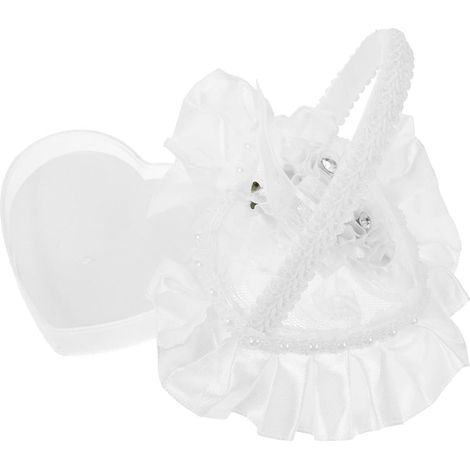 Eheringkissen Weiches aus Weißer Spitze Herzförmiges Elegantes Ringkissen Satin Kleines für Hochzeitszeremonie und Verlobung (1/5)
