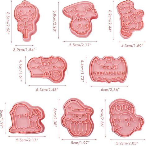 8 pièces emporte-pièces biscuits 3D Halloween Thanksgiving moules à pâtisserie décoratifs tampon à biscuits à empreindre (1/3)