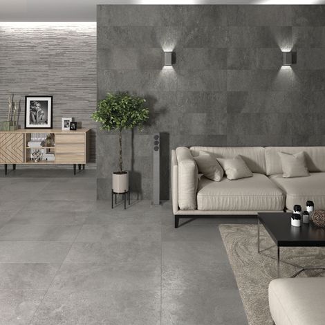 Grès cérame - URBAN STONE - ANTHRACITE - Naturel - 59,2x59,2x1cm
