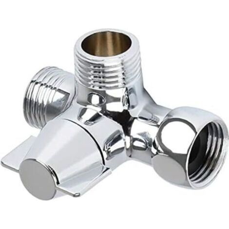 CSPARKV Valve 3 Voies En Laiton Massif, Inverseur à 3 Voies Commutateur Vanne Vanne DéRivation Douche à 3 Voies, Vanne D'Adaptateur En T G1 / 2", Pour Douche, Douchette Et Bras De Douche Inverseur (1/3)