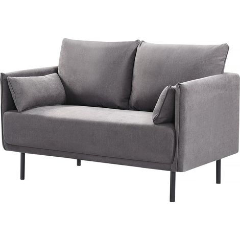 Divano in tessuto "Rudy" - 132 x 78 x 88 cm - 2 posti - Grigio scuro