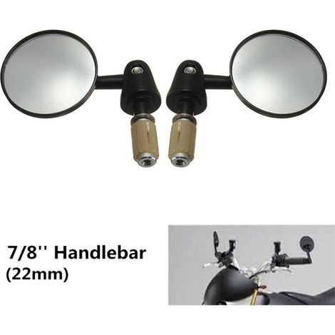 jeu de rétroviseur latéral convexe rotatif et pliable en aluminium, diamètre extérieur 22 mm (7/8''), embout de guidon de moto, accessoire modifié pour voitures et scooters universels. (1/4)