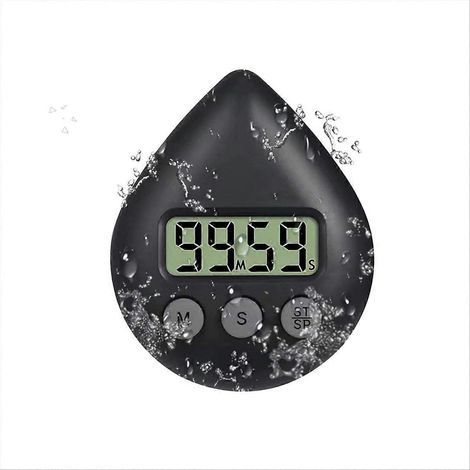 Minuteur de douche silencieux à piles, sans tic-tac, numérique, noir (1/5)