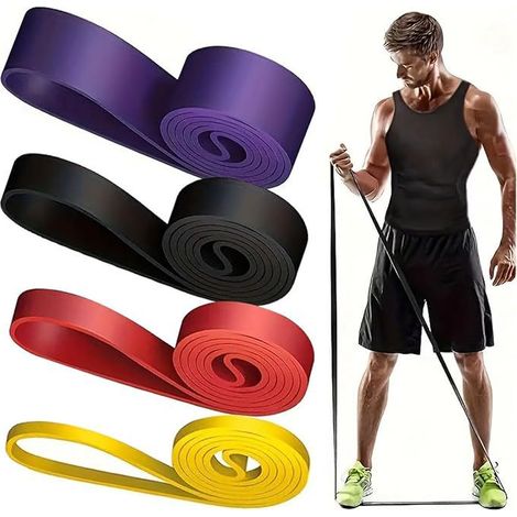 Bandes De Résistance - Latex Plat - 4 Niveaux De Résistance - Pour Entraînement De Force Et Assistance À La Tirage - 4 Pièces (1/5)