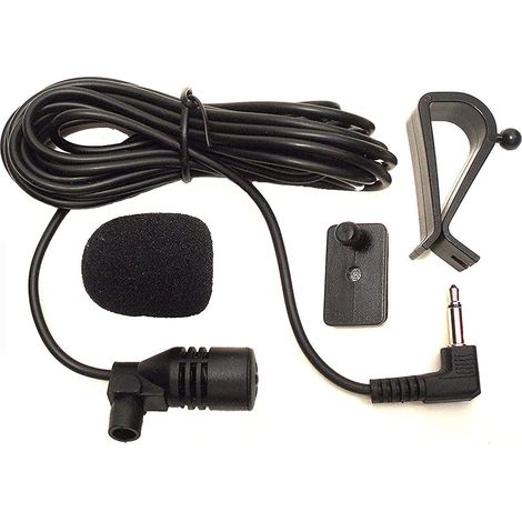 3.5mm Microphone Assembly Mic for Car Vehicle Head Unit Bluetooth Enabled Stereo Radio GPS DVD, Black