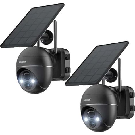 Caméra de surveillance extérieure sans fil, alimentée par solaire, 2 mégapixels, angle de vue de 360 degrés, support de carte TF de 128 Go, audio bidirectionnel (1/5)