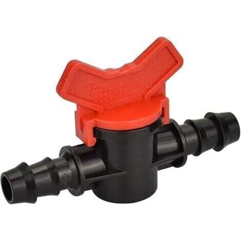 NALOOKAMIC 12 PCS Robinet de jardin pour tuyau, Tuyau Vanne d'irrigation 16 x 16mm Robinet d'arrêt raccord en Plastique pour le contrôle extérieur de la vanne d'eau de jardin (noir + rouge)