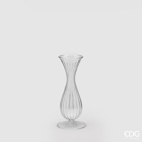 EDG Enzo De Gasperi Vaso Monofiore con Righe H 22 Cm D 9 Cm Trasparente