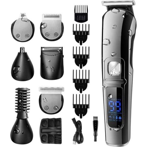Forbici da barbiere, tagliacapelli da uomo, set per la cura del viso 6 in 1, tagliacapelli, rasoio elettrico impermeabile, rifinitore per capelli, rifinitore (1/4)
