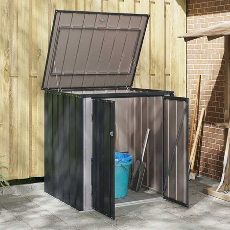 Abri de jardin noir 101,5 x 82 x 100 cm en acier – Remise de stockage extérieure pour outils et équipements, terrasse (1/5)